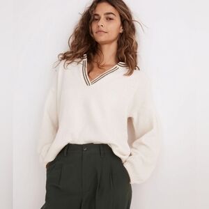 Madewell Cream V-Neck Sweater